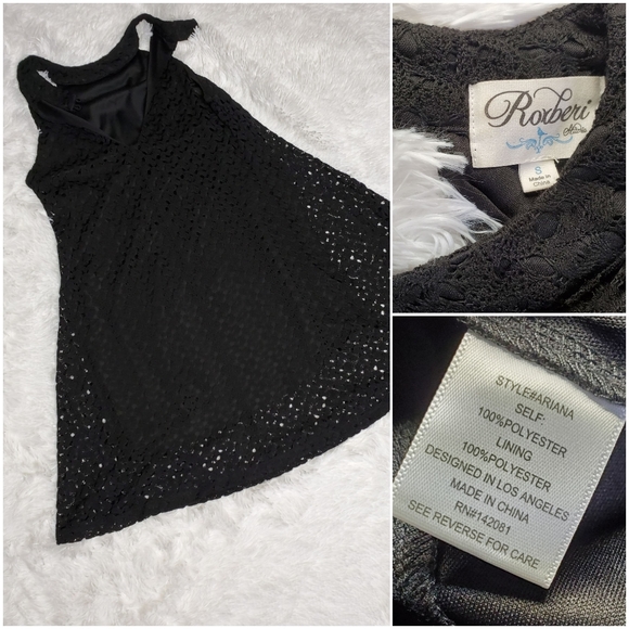 ROXBERI ARIANA BLACK LACE OPEN BACK ALINE DRESS - Picture 8 of 8